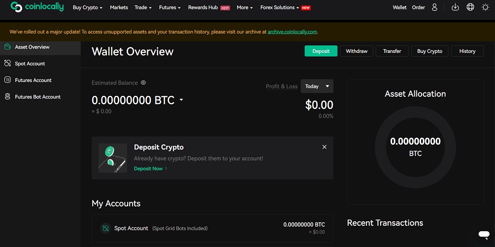 واریز و برداشت در Coinlocally