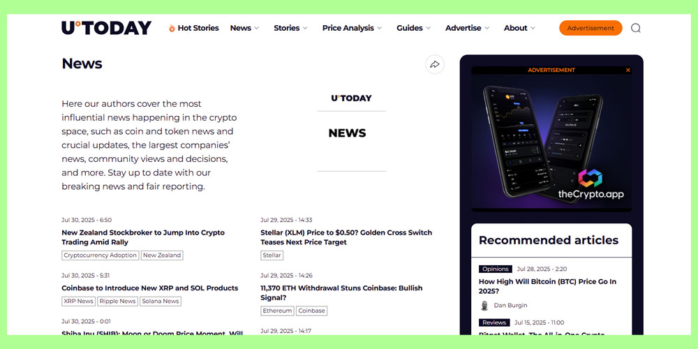 بهترین سایت خبری ارز دیجیتال سایت u.today