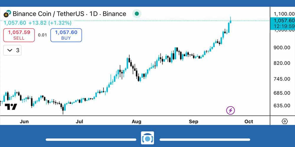 رشد ارز دیجیتال بایننس کوین BNB