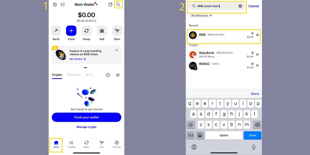 انتخاب شبکه BSC در تراست ولت