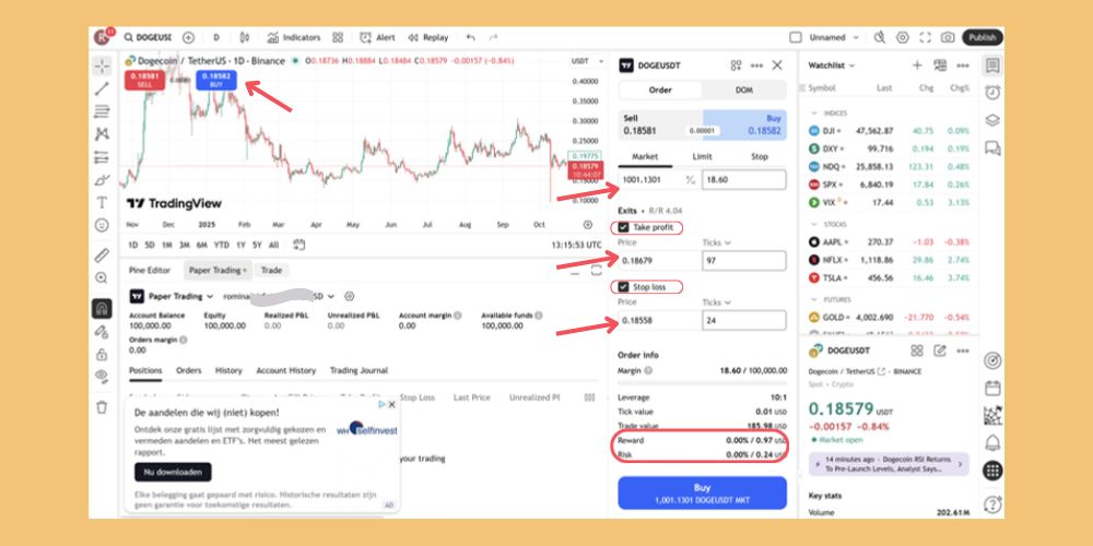 باز کردن سفارش در حساب دمو تریدینگ ویو