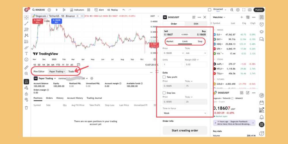 شروع ترید در حساب دمو تریدینگ ویو