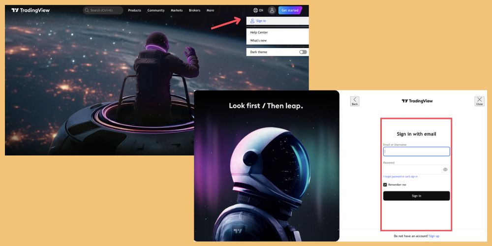 ورود و ساخت حساب تریدینگ ویو