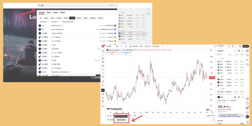 پیدا کردن Trading Panel