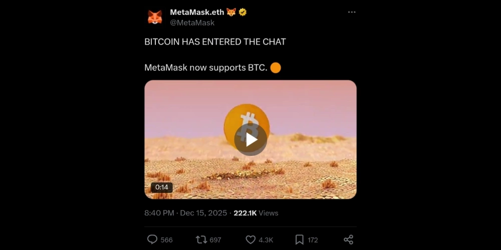 پست X بیت کوین در کیف پول متامسک