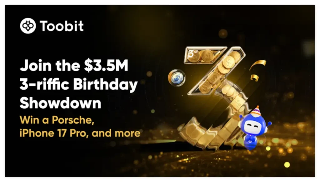 جشن 3 سالگی Toobit با 3.5 میلیون دلار جایزه و پورشه؛ بزرگ ترین کمپین معاملاتی سال